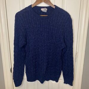 Vintage Talbots Small Navy Blue Cable Knit Cotton Sweater Crewneck Made in USA